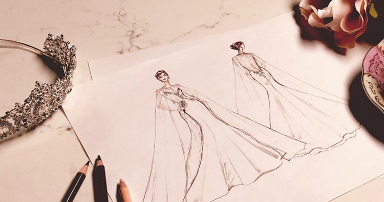 The second sketch appears to be the back of the same dress
