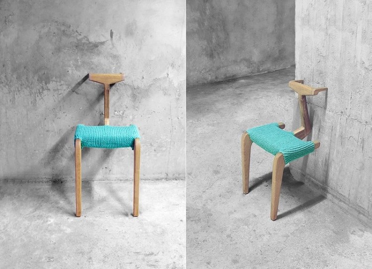Designed by Samwoong Lee, this unique chair was made from stacked wooden sticks in random angels