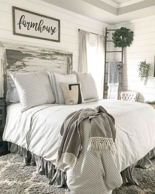 Yellow and white country bedroom