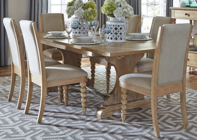 Rectangular Dining Room Table, 4 Upholstered Side Chairs, Upholstered Dining Room Bench, Dining Room Server & 3 Display