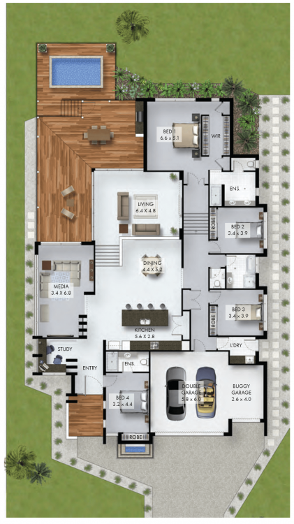 This home had a dysfunctional kitchen, tiny side entry, and no garage