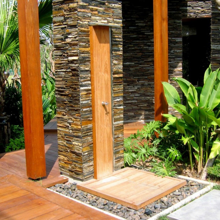 outdoor shower plants and flooring contemporary