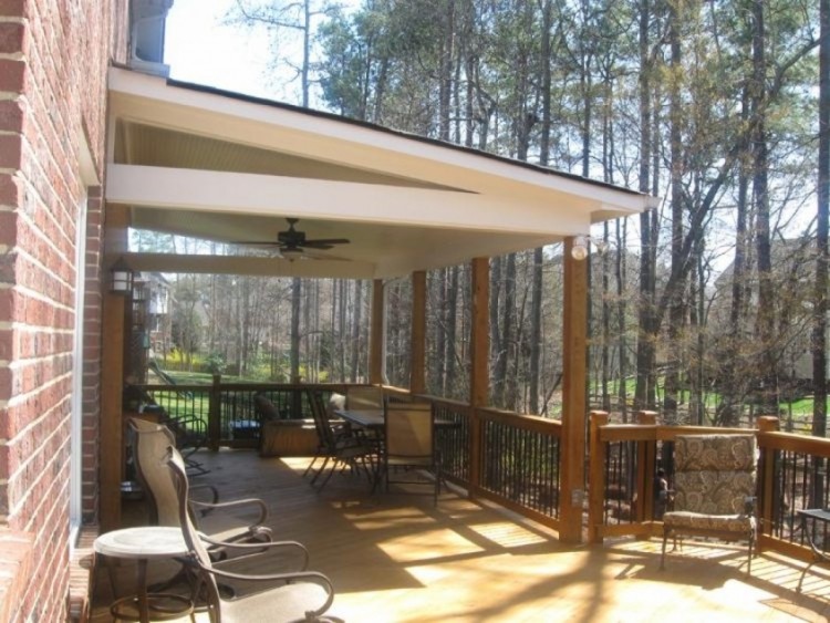 A gray composite deck