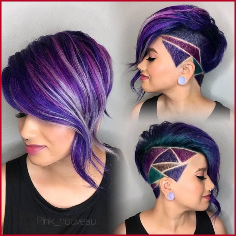 Shaved Sides with Rainbow Highlights