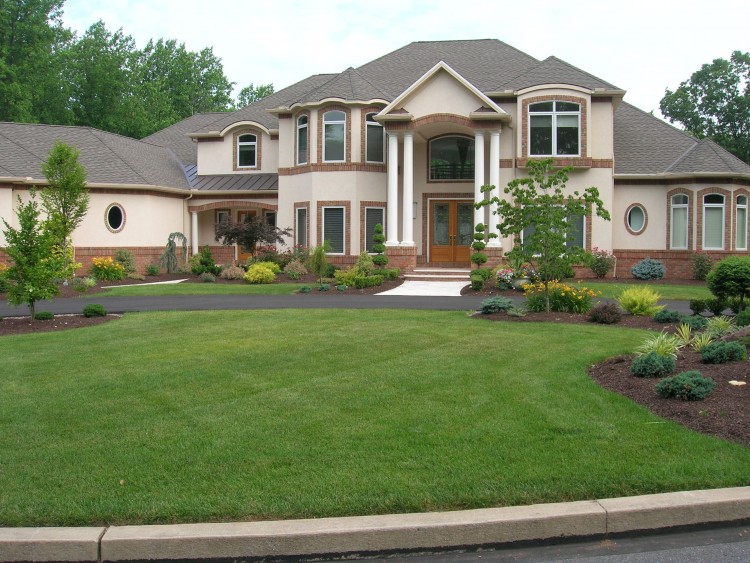 The house was already finished with a generous paved area adjacent to the back of the house which stepped up into a lawn via wooden