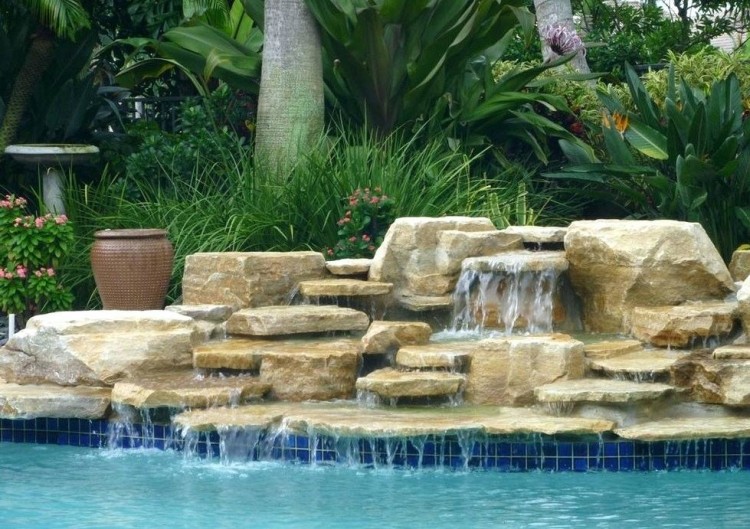 front yard waterfall landscape