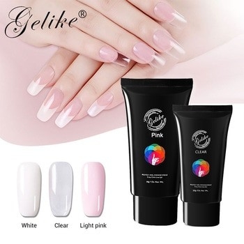 Hard gel nails ballerina coffin light