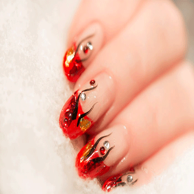 140+ Red Nail Art Designs 2018