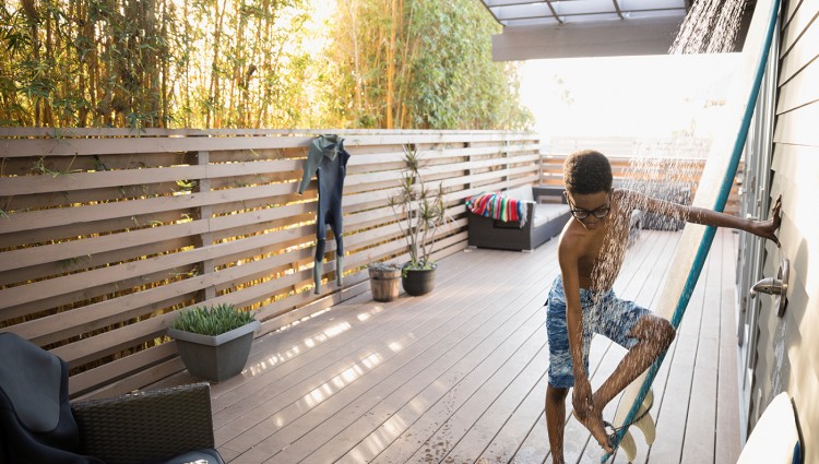 This outdoor shower installation is the one we prefer now (2017)