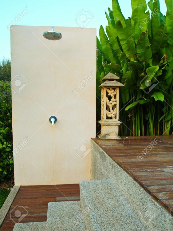 Outdoor rain shower in the beach for swimming pool