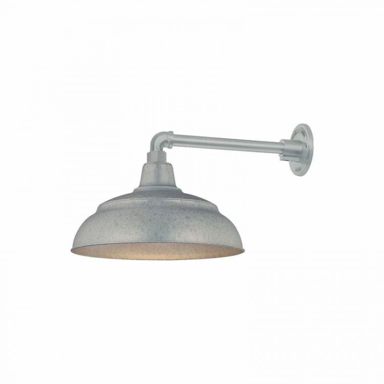 Galvanized Finish Outdoor Gooseneck Barn Light Fixture With 14