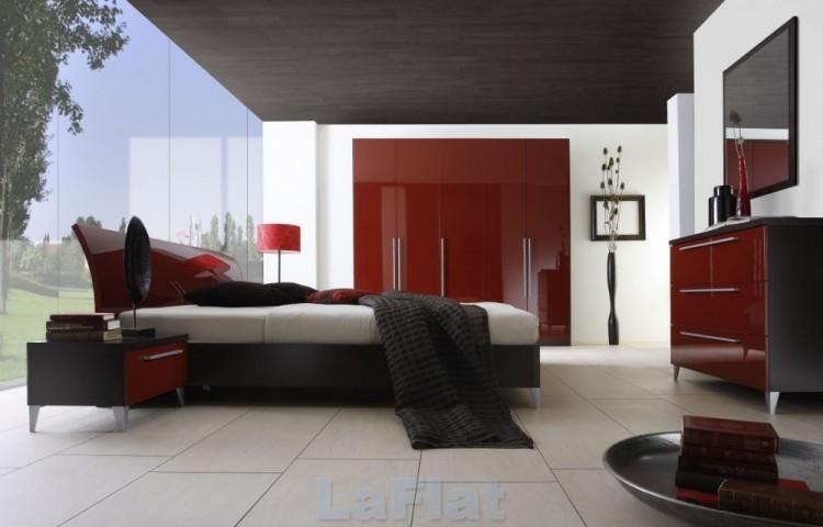 black and red master bedroom