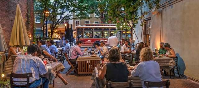 It has a great indoor/outdoor vibe since the glass wall at the bar