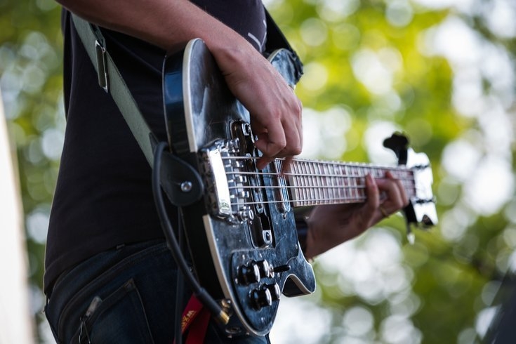 Swing Barons play live outdoors in Cleveland's Playhouse Square during one of the cities weekly outdoor concert and dance gatherings