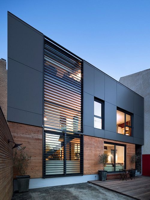 modern brick facade house