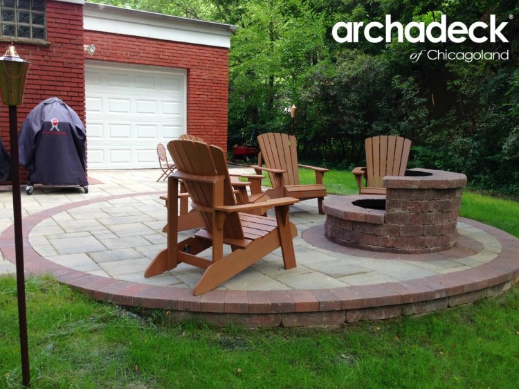 Medium size of Paver patio with portable gas fire pit archadeck of chicagoland wooden lacquered back