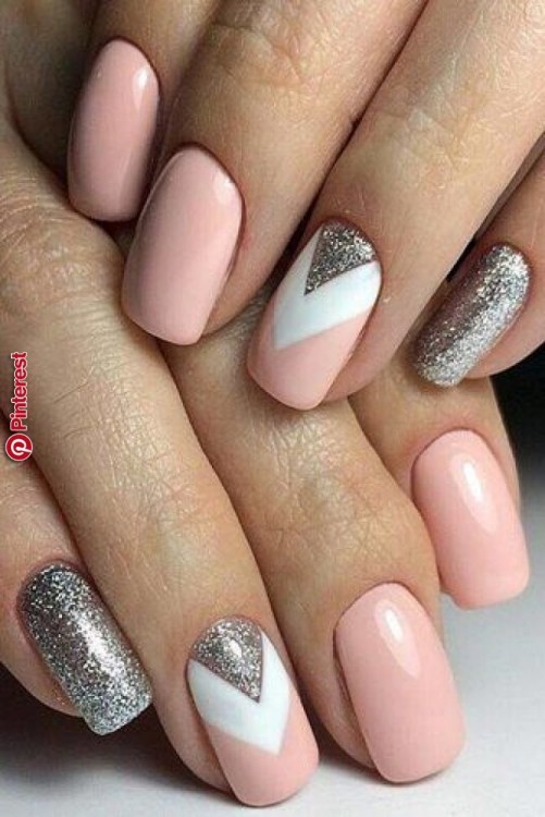 White pink ombré bridal nails