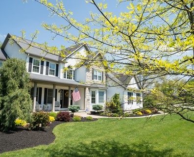 Natural stone landscaping in home garden