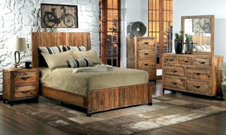 com: Furniture of America Nangetti Rustic 3 Piece Queen Bedroom Set in Oak: Kitchen & Dining