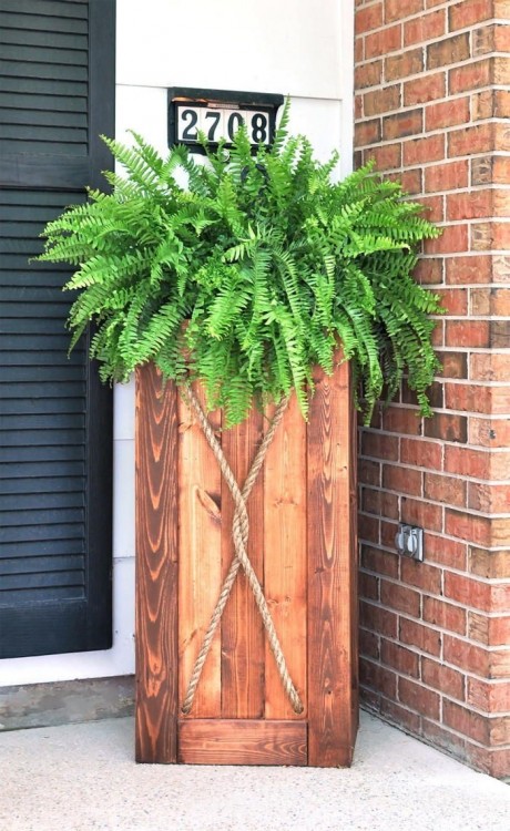 Wooden crates added to porch decor