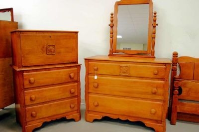 Curly Birdseye Maple Bedroom Set, 1950's Vintage