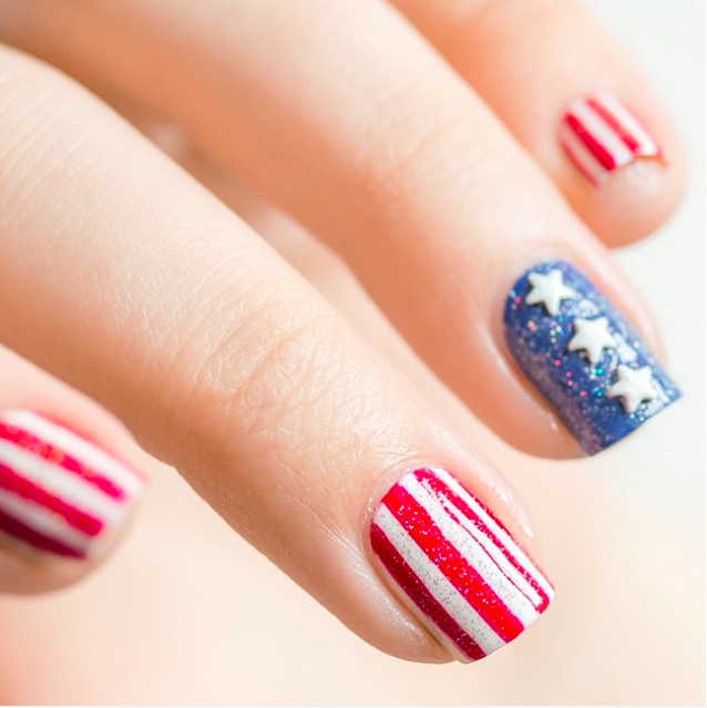 The fancy look is actually simpler than it seems—mix red, blue, and silver microbeads
