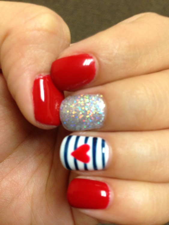 My 4th of July style red white blue and glitter