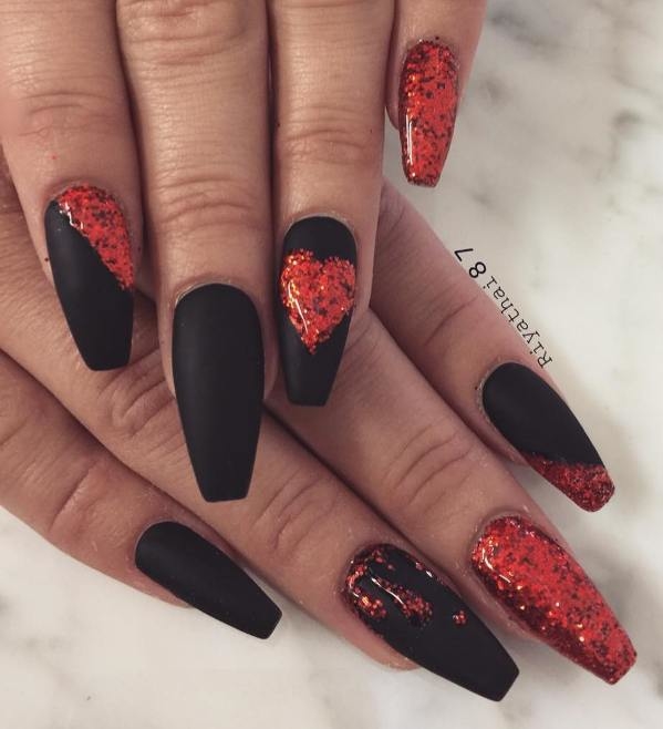 Nail Design:Matte Black Acrylic Nail Designs Matte Black Stiletto Nails Fake Press On Acrylic