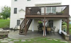 upper patio a multilevel pressure treated wood deck includes an designed with vinyl cover