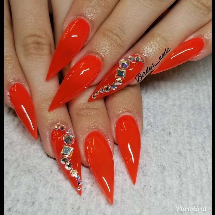 Stiletto Matte Black Glitter False Nails Crystal Full Sets Salon Design Blue Fake Nails Red Customizable Logo Almond White Gel Nail Kiss Nails From Ruhui,