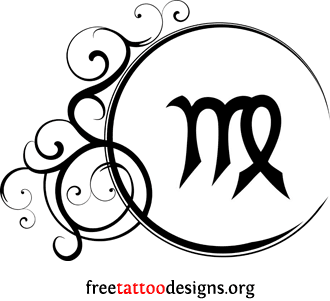The tattoo features the typical Virgo symbol, along with the zodiac constellation and