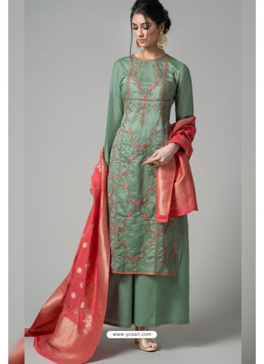 Gauhar Khan Featuring Art Silk Teal Designer Anarkali Suit With Embroidery Designs from Kalaniketan