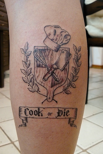 Kitchen utensils are popular tattoos