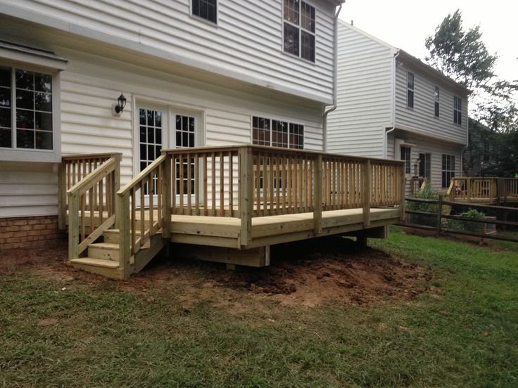 A floating deck built off a backdoor